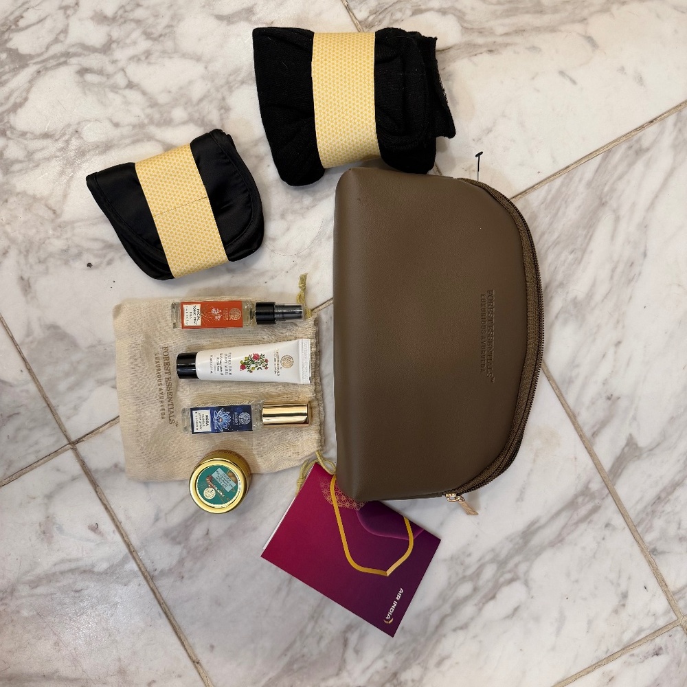 Air India business class amenities bag: new:Forest Essential Products!